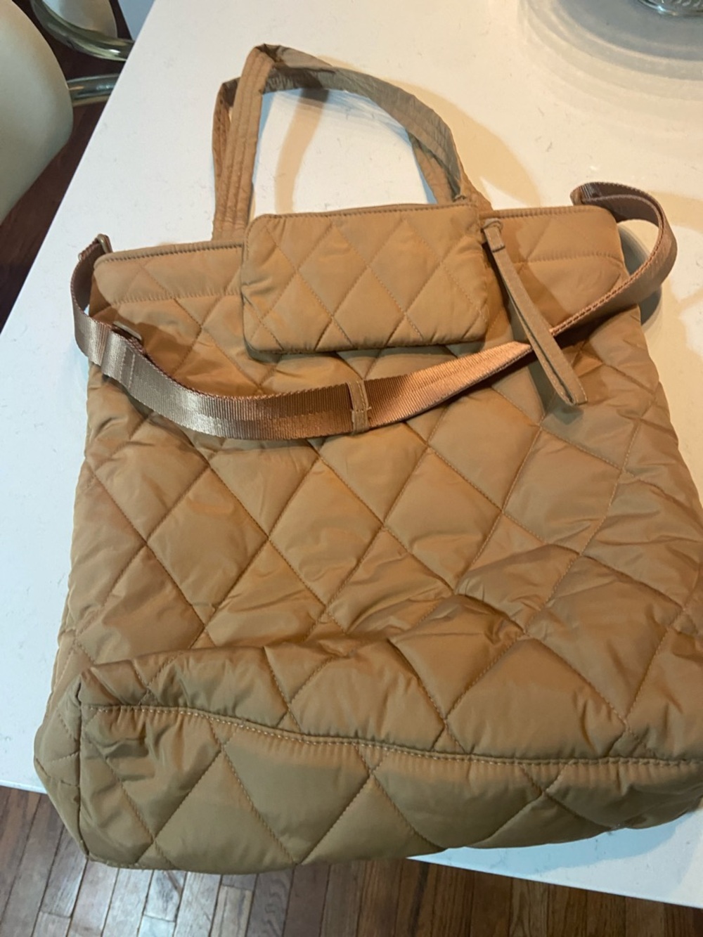 Vera Bradley Quilted Tote in Camel Tan